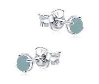 Green Quartz Stone Silver Ear Stud STS-5334-4